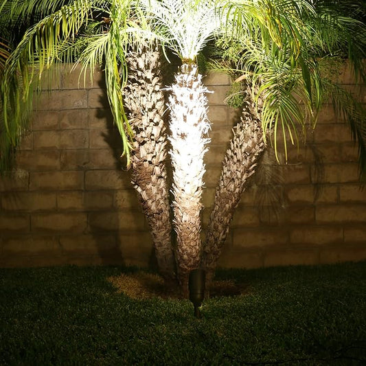 Lumina Lighting® 5W Landscape lighting 12V Landscape Lights Low Voltage Landscape Spotlights Warm White Waterproof Outdoor Replaceable LED Bulb for Garden, Lawn, Porch, Patio and Yard (Black) (2-Pack)