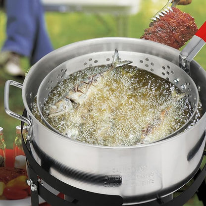 30 Qt Round Turkey Deep Fryer & 10 Qt Fish Fryers,Gas Propane Turkeys Fryer Set,Aluminum Seafood Boil Pot,Turkey Deep Fryers Set,with Propane Gas Burner,for Crab Lobster Shrimp Boiling (Silver)