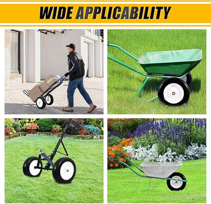 MZREXN 4.80/4.00-8" Flat Free Tire and Wheel, 15" Solid Wheelbarrow Tires, 3.00-4.00/4.80-8" with 5/8" & 3/4" Bearings, 3" Centered Hub for Hand Truck Garden Trailers Utility Cart Yard Wagon White