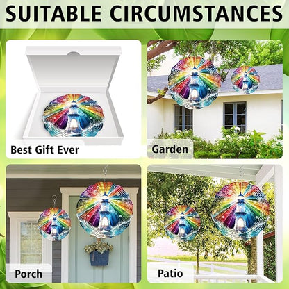 Lighthouse Wind Spinner, Lighthouse Wind Spinner Hanging for Yard and Garden, Unique Gift Wind Spinner, 3D Hanging Wind Spinner Outdoor