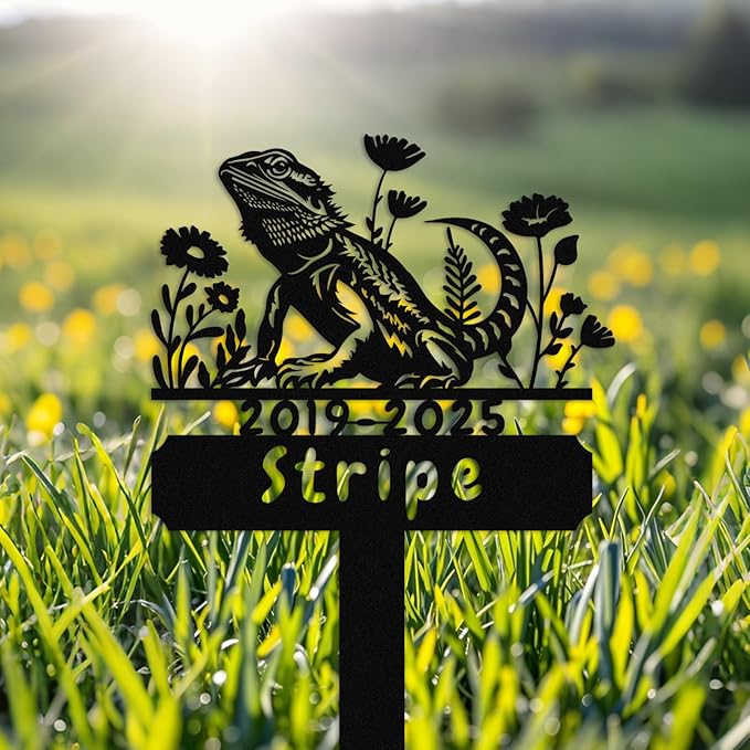 Custom Lizard Grave Marker,Personalized Pet Gecko Memorial Garden Stake,Pet Memorial Gift,Remembrance Stake,Loss of Lizard Gecko Iguana,Sympathy Sign Lizard 8inch