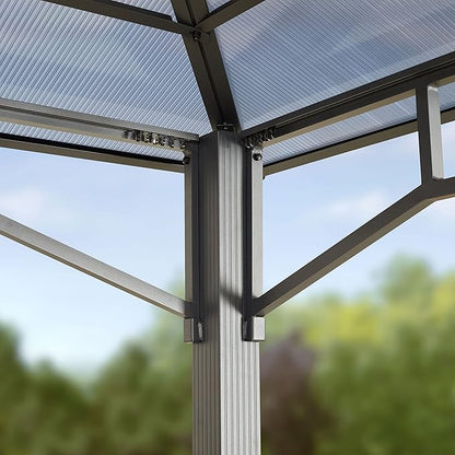 TOOLPORT Hardtop Gazebo 13x13 ft with Aluminum Frame and Approx. 8 mm Polycarbonate Roof