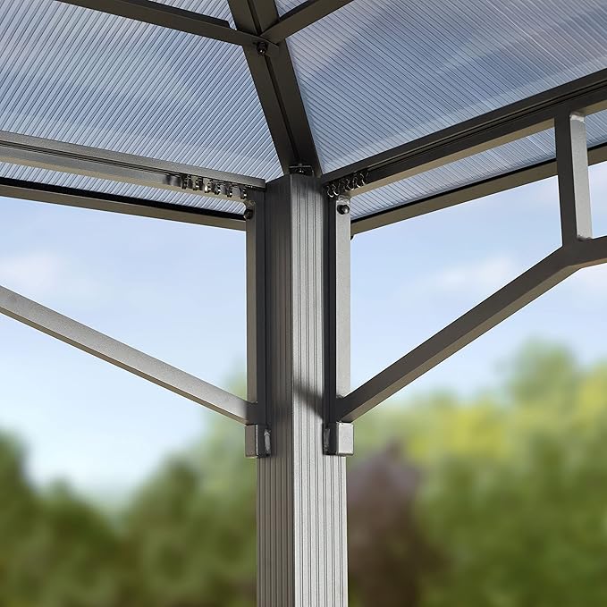 TOOLPORT Hardtop Gazebo 10x10 ft with Aluminum Frame and Approx. 8 mm Polycarbonate Roof