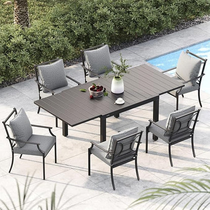 Grand patio Dining Chairs Set of 4，Outdoor Fixed Patio Dining Chairs Set of 4，Fixed Dining Chair，Outdoor Dining Chairs with Grey Cushions, Patio Chairs for Outside, Garden Lawn Porch, Backyard