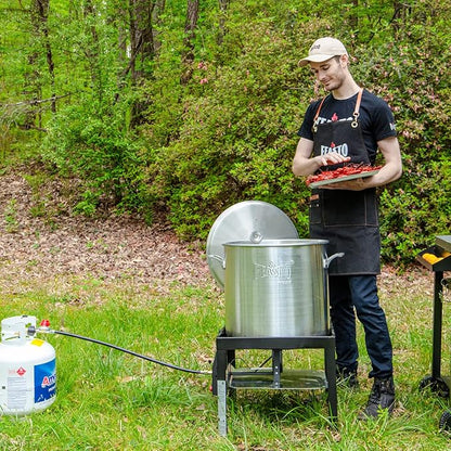 60 QT Aluminum Seafood Boil Pot with Basket and Burner, 100,000 BTU Propane Boiler with 10 PSI Regulator, Outdoor Fryer Kit for Seafood Boiling, CSA Certified