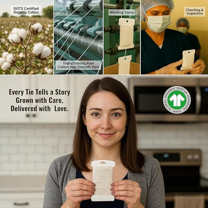 Organic Butcher’s Twine 100 Feet for Cooking & Trussing Meat– 1.2mm Heavy Duty Natural Cotton Kitchen String, Food-Safe & Oven-Safe for Turkey, Baking, BBQ & Crafts