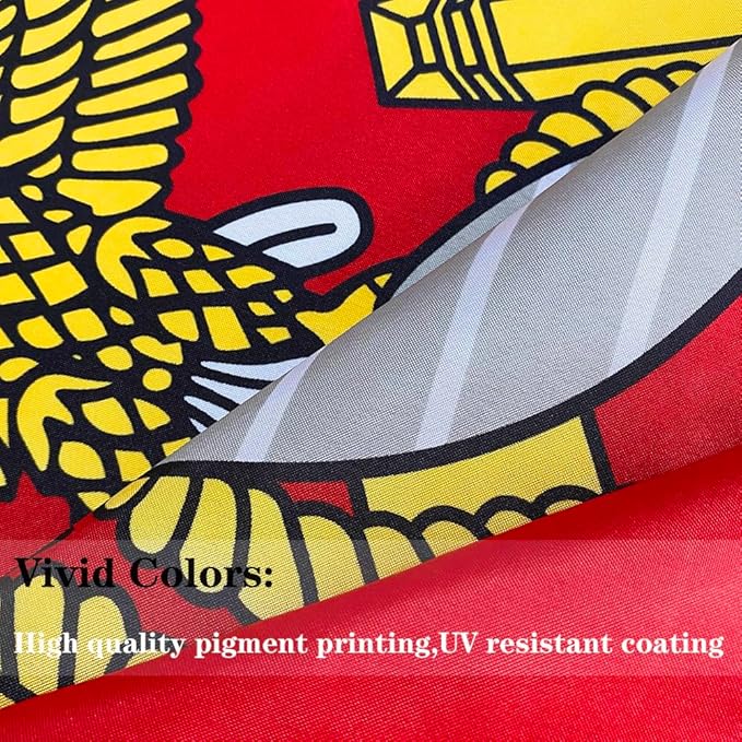 Jayus Double Sided US Marine Corps Military Flags 4x6 FT Outdoor - Vivid Colors 220D Marine Corps Flag Banner with 2 Grommets