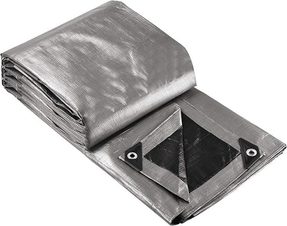 Yescom 40x50ft Heavy Duty Reinforced Poly Tarp Waterproof Tarpaulin 10-mil Ground Sheet Camping Tent Cover with Eyelets Reversible Silver Black Tarps