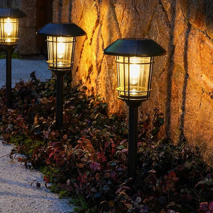 Grand patio Solar Outdoor Lights, 10 Pack, Glass Light Metal Pathway Light, Waterproof Landscape Lighting, Automatic Dusk and Dawn Sensor (Slate Gray)