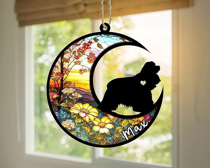 Personalized Dog Memorial, Custom Name American Cocker Spaniel Dog Christmas Ornament with Name, Custom Breeds, Pet Loss Light Catcher, Gifts for Lovers Loss of Pet Sympathy on Mothers Day Christmas