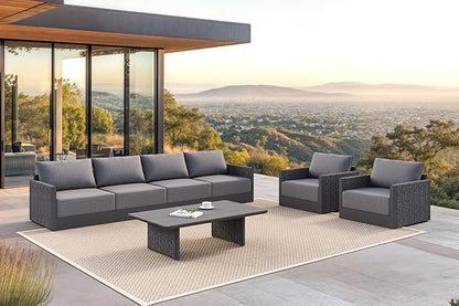 PURPLE LEAF Patio Furniture Set 7 Pieces Patio Seating Sofas Aluminum Furniture Outdoor Couch Sectional Set with Cushions and Aluminum Table Patio Conversation Sets Gray