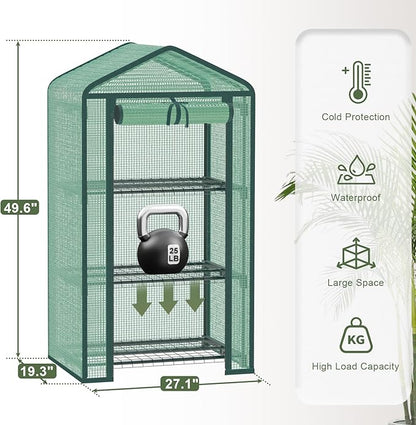 Greenhouse for Indoor Outdoor, Small Plastic Plant Green House 3-Tier Rack Stand Portable Greenhouses with Durable PE Cover for Seedling