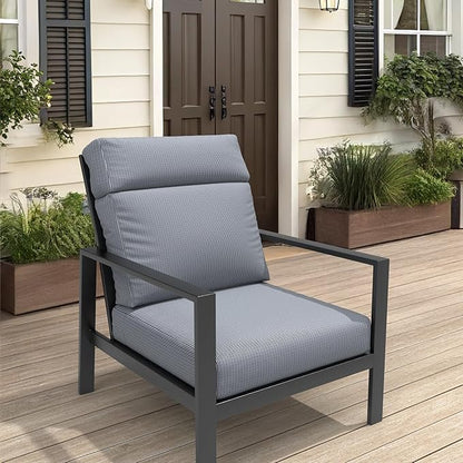 Covers & All Olefin Rectangle High Back Chair Cushion, 420 Denier Supportive Foam Seat and Poly Fill Back Outdoor High Back Chair Cushion, Water and Mold Resistant for Patio High Back Chair Cushions