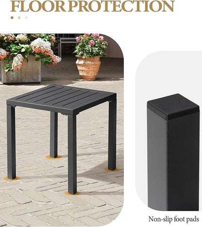 Crestlive Products Aluminum Outdoor Side Table Set of 2, Pool Lounge Chair Side Table, Weather Resistant Small Square Coffee End Table for Patio, Yard, Garden, Porch, Deck, Outdoor