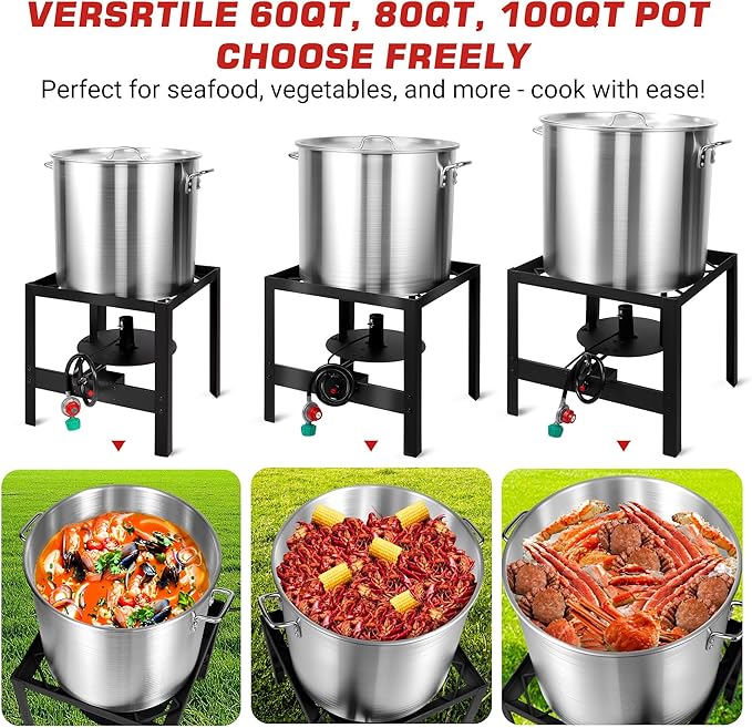 OT1601 Outdoor Fryer,Seafood Boil Kit, Featuring a Propane Burner, Propane Regulator, and a 60QT Pot with Basket, Built for Heavy-Duty Outdoor Use For Patio Garden