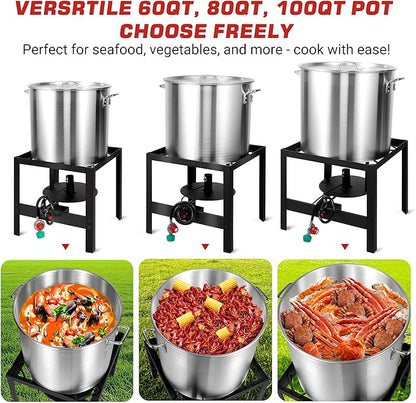 OT1601 Outdoor Fryer,Seafood Boil Kit, Featuring a Propane Burner, Propane Regulator, and a 60QT Pot with Basket, Built for Heavy-Duty Outdoor Use For Patio Garden