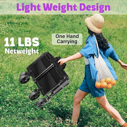 Wagons Carts Foldable,360 LBS Large Capacity Foldable Wagon Cart Collapsible Wagon with Wheels & Drink Holders,Utility Folding Cart for Camping Garden Beach Picinic Grocery Outdoor Shopping(Black)