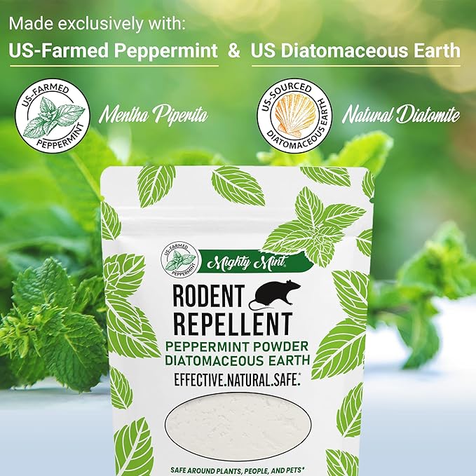Mighty Mint Rodent Repellent Pest Control, Diatomaceous Earth Peppermint Pest Powder, 1 lb (Pack of 2)