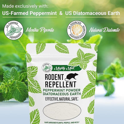 Mighty Mint Rodent Repellent Pest Control, Diatomaceous Earth Peppermint Pest Powder, 1 lb (Pack of 2)