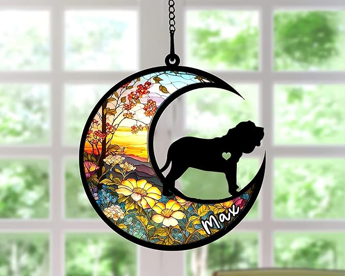 Personalized Dog Memorial, Custom Name Spanish Mastiff Dog Christmas Ornament with Name, Custom Breeds, Pet Loss Light Catcher, Gifts for Lovers Loss of Pet Sympathy on Mothers Day Christmas