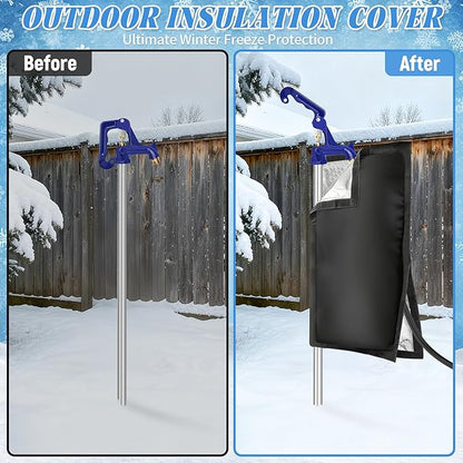 Outdoor Faucet Covers for Winter, 35.4"H×13.4"W - Waterproof Oxford Fabric Water Faucet Cover, Freeze Protection Outdoor Faucets Hose Bibs for Wall Taps Garden, Lawn, and Sprinkler Systems