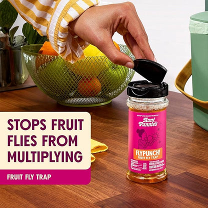 Aunt Fannie's FlyPunch Fruit Fly Trap for Indoor and Kitchen Use, Ready to Use, Made with Plant Based Ingredients, Safe Near Food, Each Bottle Lasts Up to 30 Days, Pack of 6
