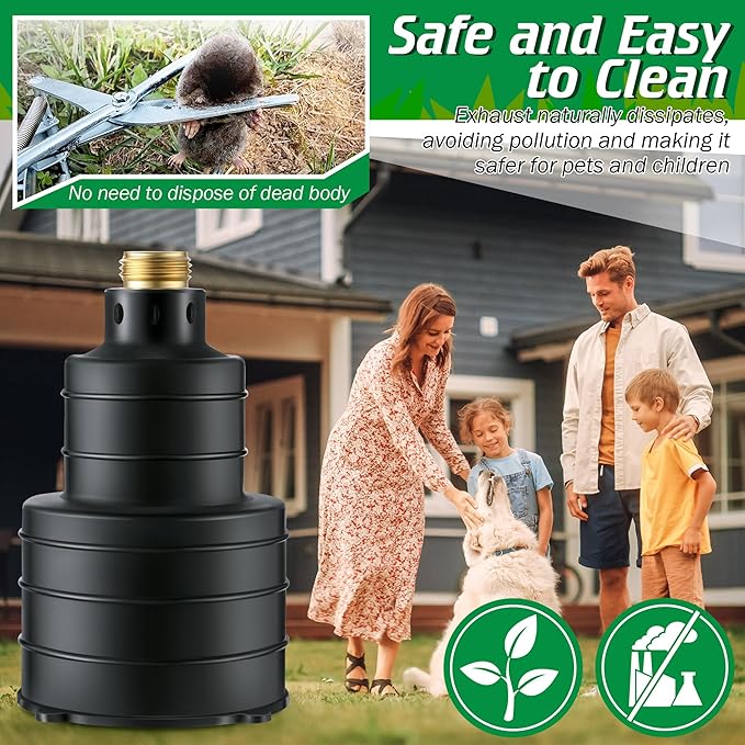 Qualirey Pest Control Exhaust Pipe Attachment with 2 Way Hose Splitter, Transport Exhaust from Car to Underground for Killing Outdoor Rodents Such as Moles, Gophers (Fit for Pipe in 2"-2.4"/3"-3.5")