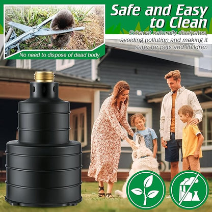 Qualirey Pest Control Exhaust Pipe Attachment with 2 Way Hose Splitter, Transport Exhaust from Car to Underground for Killing Outdoor Rodents Such as Moles, Gophers (Fit for Pipe in 2"-2.4"/3"-3.5")