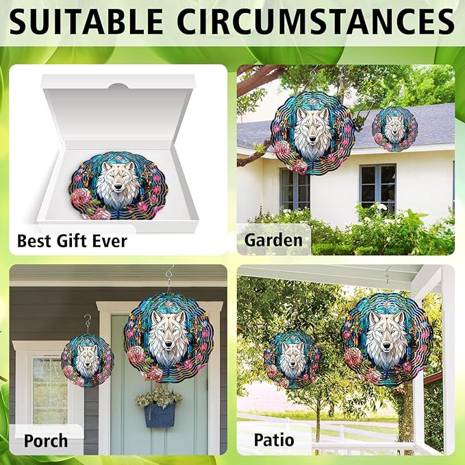 Wolf Wind Spinner - Unique 3D Hanging Wind Spinner for Yard and Garden