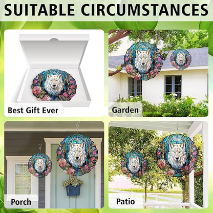 Wolf Wind Spinner - Unique 3D Hanging Wind Spinner for Yard and Garden