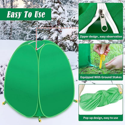 4 Pack Plant Covers Freeze Protection, Pop Up Shrub Frost Covers for Outdoor Plants Warm Plant Protectors Tent for Winter Protecting Fruit Potted Plants and Shrub from Freezing Animals Eating(22x22x23