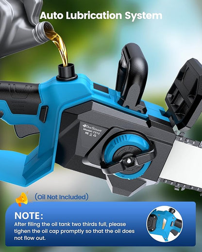 Chainsaw Cordless 12 Inch,Electric Chain Saw with 2pcs 4000mAh Rechargeable Batteries,Battery Powered Handheld Saw for Trees Trimming Wood Cutting,Perfect Gardening Tools for Thick Branches and Logs