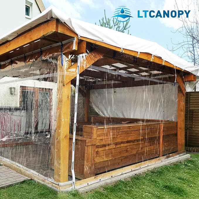Clear Tarp 6 x10FT, 20 Mil Clear Vinyl Tarp, Small Cover Plastic Sheeting with Grommets, Double-Stitched Reinforced Edges, Heavy Duty Tarps Waterproof and Tearproof