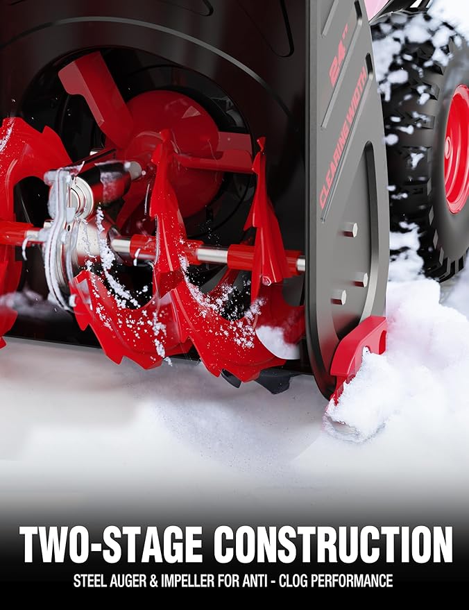 PowerSmart 80V 24in. Self-Propelled Cordless Snow Blower, 2-Stage with 6.0Ah Battery and Charger (HB2805A)