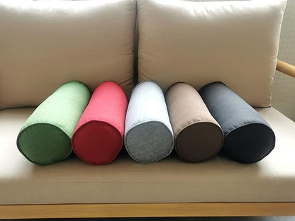 Indoor/Outdoor Bolster Pillows, 16x6 inches Solid Round Lumbar Cylinder Throw Pillows for Outdoor Furnitures, Set of 2, (Coffee)