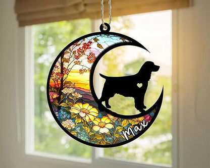 Personalized Dog Memorial, Custom Name English Springer Spaniel Dog Christmas Ornament with Name, Custom Breeds, Pet Loss Light Catcher, Gifts for Lovers Loss of Pet Sympathy on Mothers Day Christmas