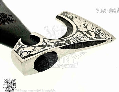 SHINY CRAFTS-Viking Axe Mens Axes Gifts for him Hatchet with Leather Sheath-Handmade Viking Axe with Carbon Steel Head Ashwood Handle Viking Gifts for Men with Premium Quality Leather Sheath (SCA 23)