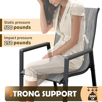 UDPATIO Patio Chairs Set of 4, Stackable Outdoor Dining Chairs with All Weather Breathable Textilene, High Back Metal Frame for Lawn Garden Backyard Deck, Brown
