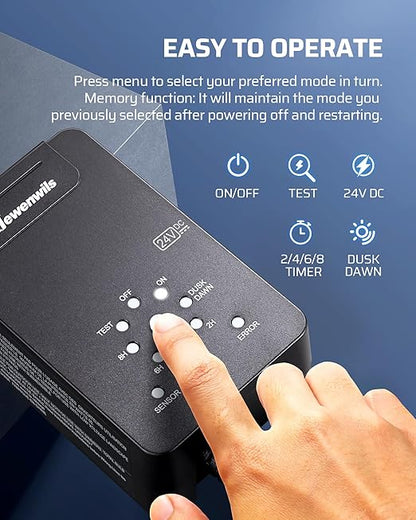 DEWENWILS 60W Low Voltage Landscape Transformer 120V AC to 24V DC, Outdoor Landscape Lighting Transformer Photocell Sensor & Timer, Weatherproof Low Voltage Transformer for Spotlights Pathway Lights