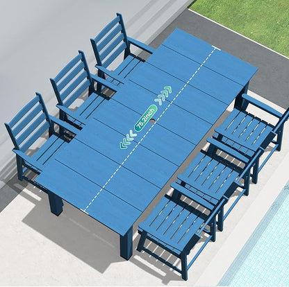 LOUNZY 5 Pieces Patio Dining Sets, Outdoor HDPE Furniture Set for 4 w/ 2" Hole Cut-Out Dining Table with 4 Patio Chairs for Pool, Lawn and Garden,Navy