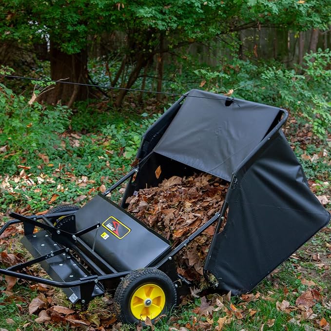 Brinly STS-42BHDK-A 42" Tow-Behind Lawn Sweeper with Dethatcher and Hamper Windscreen