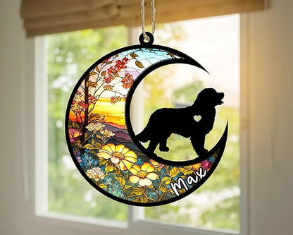 Personalized Dog Memorial, Custom Name Bernese Mountain Dog Christmas Ornament with Name, Custom Breeds, Pet Loss Light Catcher, Gifts for Lovers Loss of Pet Sympathy on Mothers Day Christmas