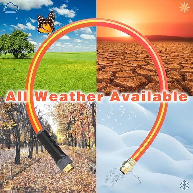 Hybrid Hose 3ft x 5/8",Short Garden Water Hose Heavy Duty,Flexible, Lightweight Hybrid Water Hose with Swivel Handle,3/4'' Brass Fittings,Available For Reel Cart Backyard Burst 500 PSI