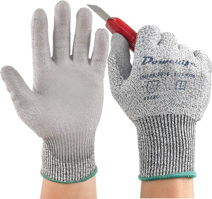 Dowellife Level 5 Cut Resistant Work Gloves for Men & Women, PU Coated Breathable Gardening Gloves, Thin Flexible Firm Grip