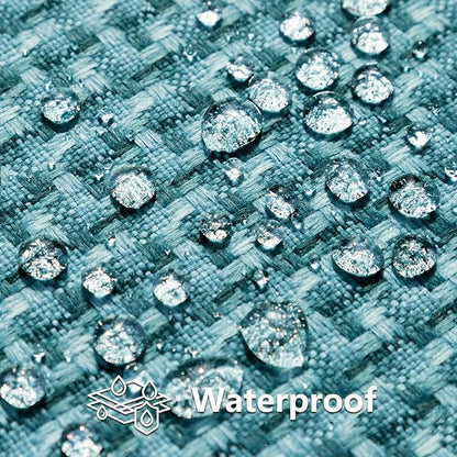 Kevin Textile Outdoor Waterproof Throw Pillow Covers Pack of 2 Weaving Texture Water Resistant Outside Decorative Cushion Covers for Garden Patio Tent Balcony Bench Couch Sofa 16x16 Inch, Teal