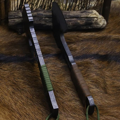 BA-KOR 12.2-inch DC53 Steel 10mm Thick Multi-Functional Survival Axe for Camping, EDC Tool, Jungle Logging Axe + Axe Sheath (5.9in) Cerium igniter