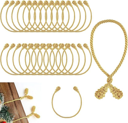 Shappy 24 Pieces Christmas Garland Banister Ties Christmas Decorative Reusable and Flexible Twist Ties for Garland, Banister Home Decoration (Gold-Brown)