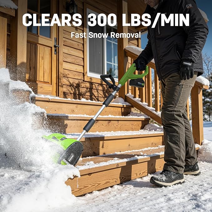 STEELITE 21V Cordless Snow Shovel, 12-Inch Battery Powered Snow Blower with Directional Plate, 20-Feet Snow Throwing Distance, 4.0Ah Battery & Quick Charger Included