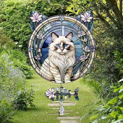 Ragdoll Cat Wind Spinner, Ragdoll Cat Wind Spinner Hanging for Yard and Garden