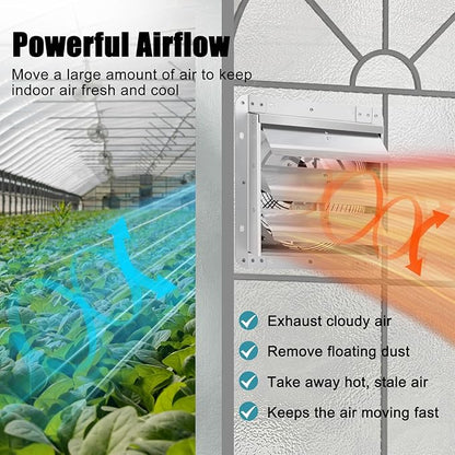 Criditpid 7 Inch Shutter Exhaust Fan, Wall Mounted Vent Fan for Greenhouse, Shed, Garages, Basement, Shop, Chicken Coop, 760 CFM High Speed Exhaust Fan with Speed Controller and 1.8M Power Cord Kit